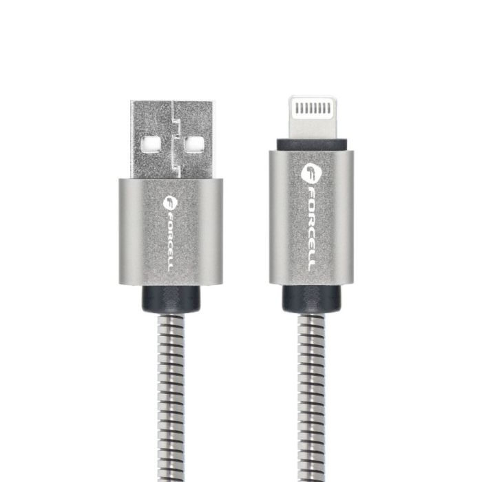 FORCELL F-ENERGY Metal C236 cable USB A to Lightning 2,4A 12W 2 m silver