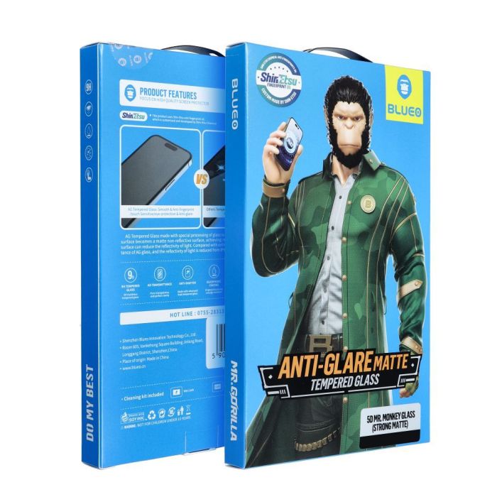 Ochranné sklo Blueo Mr. Monkey Glass 5D Anti-glare Matte Apple iPhone 17 čierne