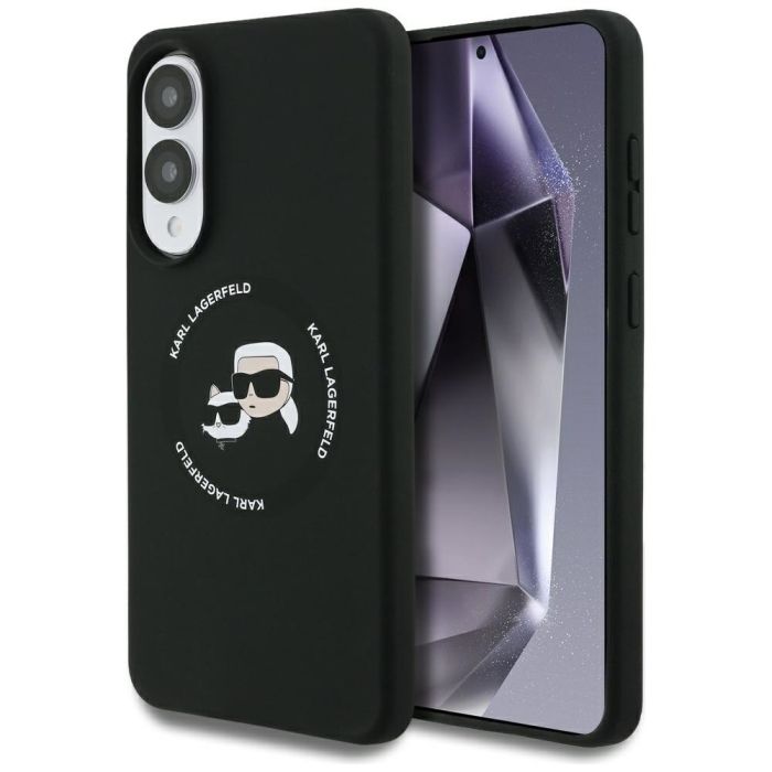 Obal Karl Lagerfeld Liquid Silicone Double Heads MagSafe Samsung Galaxy S25 Edge 5G S937 KLHMS25ESKCHTCK čierny