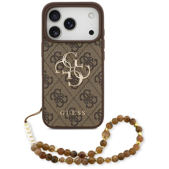 Obal Guess PU 4G Metal Logo Strap Apple iPhone 17 Pro GUHCP17LP4GMGSW hnedý