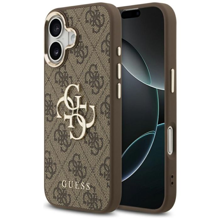 Obal Guess PU Leather 4G Metal Logo Gold Frame Apple iPhone 17 GUHCP17S4GMGCBR hnedý