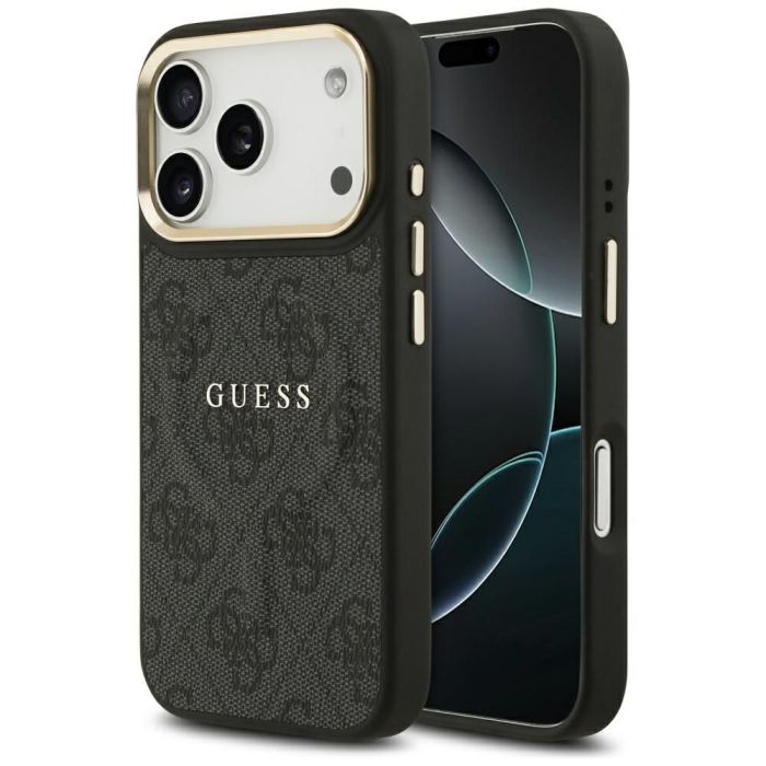 Obal Guess PU Leather 4G Gold Frame MagSafe Apple iPhone 17 Pro GUHMP17LP4MSEGCK čierny