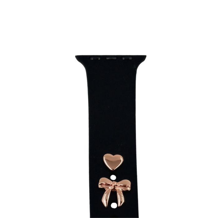 Pin Charms, ozdoba na remienok hodiniek, mašľa, ružovo-zlatá