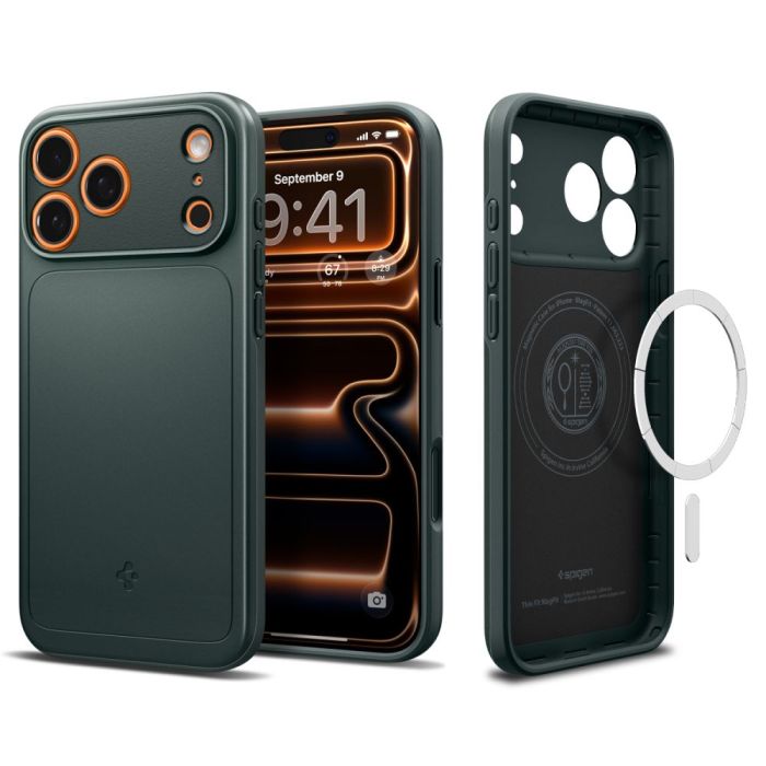 Spigen Thin Fit Mag Magsafe case for iPhone 17 Pro Abyss Green