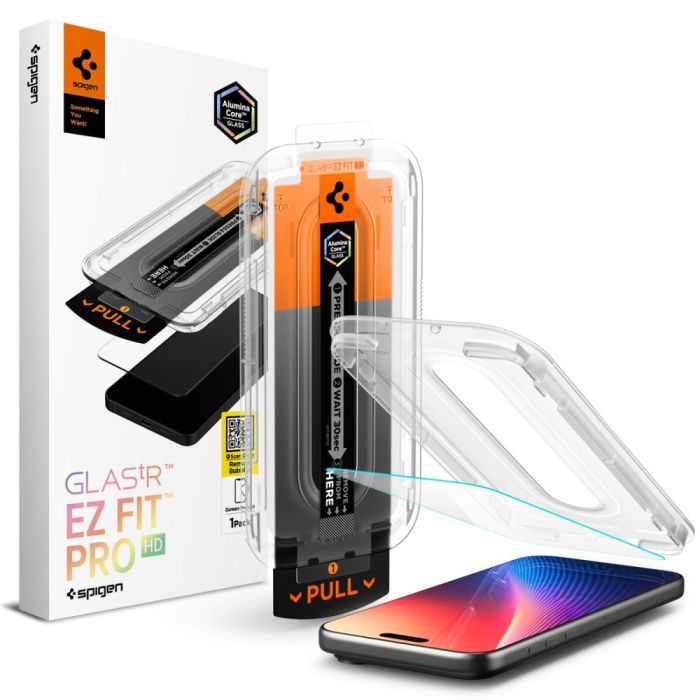 Sklo Spigen Glas.Tr ”Ez Fit Pro” for iPhone 16 Pro/17/17 Pro transparentné