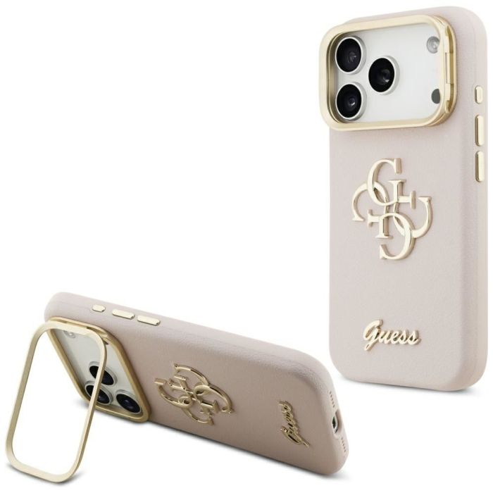 Obal Guess PU Grained 4G Logo Stand Camera Frame Apple iPhone 17 Pro GUHCP17LPCS4GSP ružový