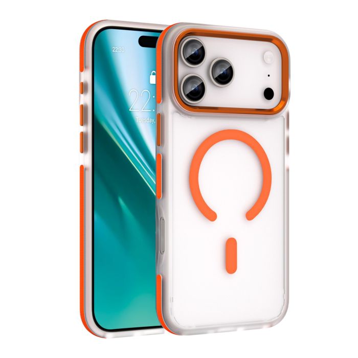 Etteri Icy Magsafe TPU/TPC iPhone 17 Pro/18 Pro - transparentno-oranžové