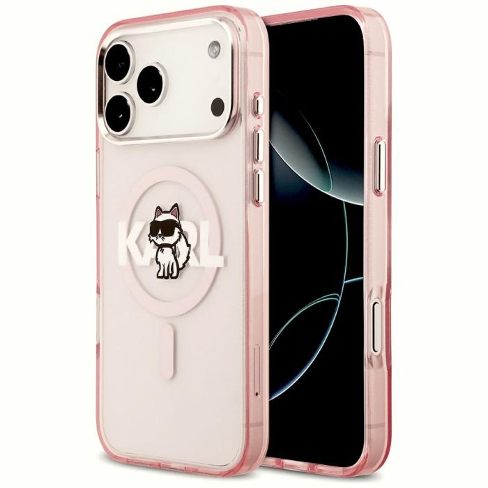KARL LAGERFELD IPHONE 17 Pro Max compatible with MagSafe KLHMP17XHGCHGKBP (IML Choupette Sketch Logo) pink