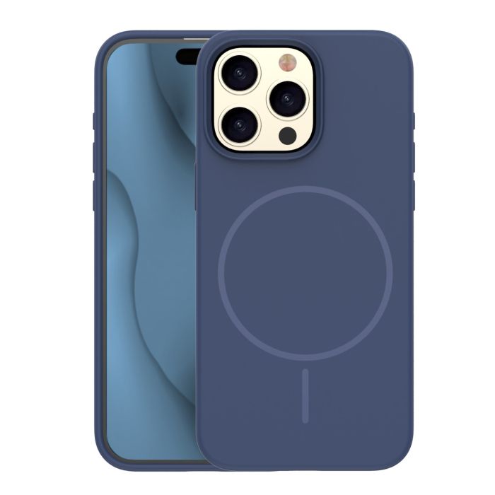 Obal Silicone Thin Mag Apple iPhone 15 Pro tmavomodrý