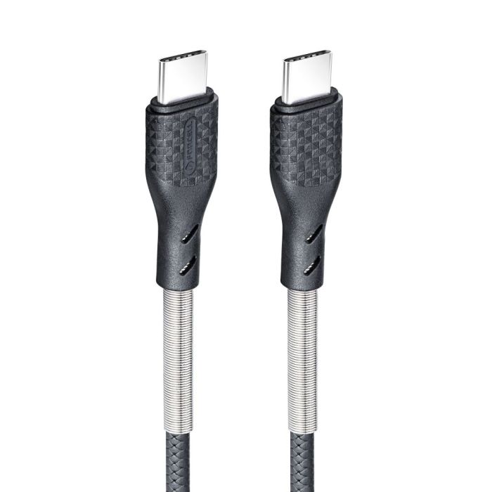 Opletený kábel ForCell F-ENERGY Carbon CB-04C PD QC4.0 5A 100W 1 m USB-C/USB-C - čierny