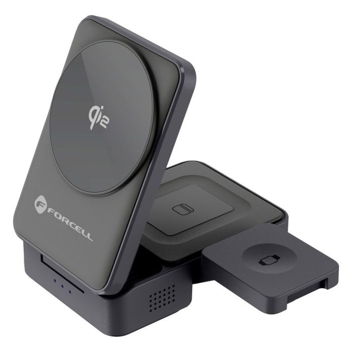 Bezdrôtová nabíjačka Forcell F-Energy 3v1 Flex Pro Qi2 MagSafe (F-05) - strieborná