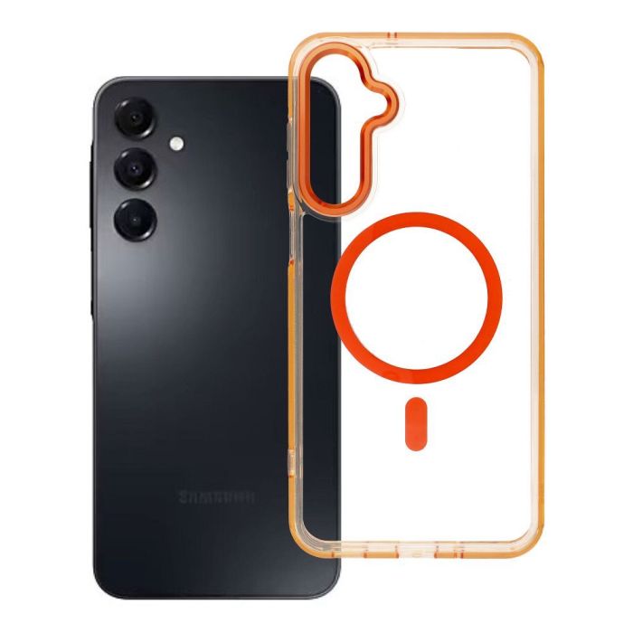 Obal FRAME CLEAR HYBRID MAG COVER MagSafe Samsung Galaxy A16 4G A165/A16 5G A166 oranžový
