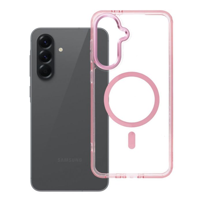 Obal FRAME CLEAR HYBRID MAG COVER MagSafe Samsung Galaxy A56 5G A566 ružový