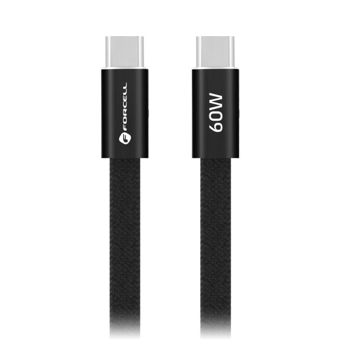 Forcell F-Energy Cafule Flat CCFN23, USB-C/USB-C, QC4.0 PD 3A 60W, 1.2m, čierny