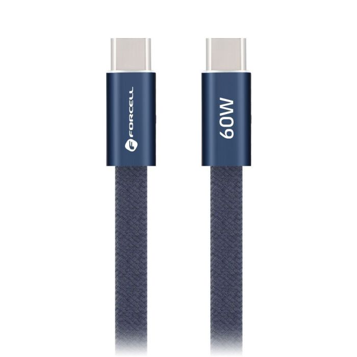 Forcell F-Energy Cafule Flat CCFN23, USB-C/USB-C, QC4.0 PD 3A 60W, 1.2m, modrý