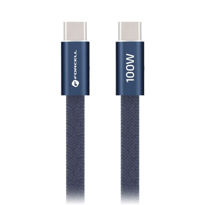 Forcell F-Energy Cafule Flat CCFN23, USB-C/USB-C, QC4.0 PD 5A 100W, 1.2m, modrý