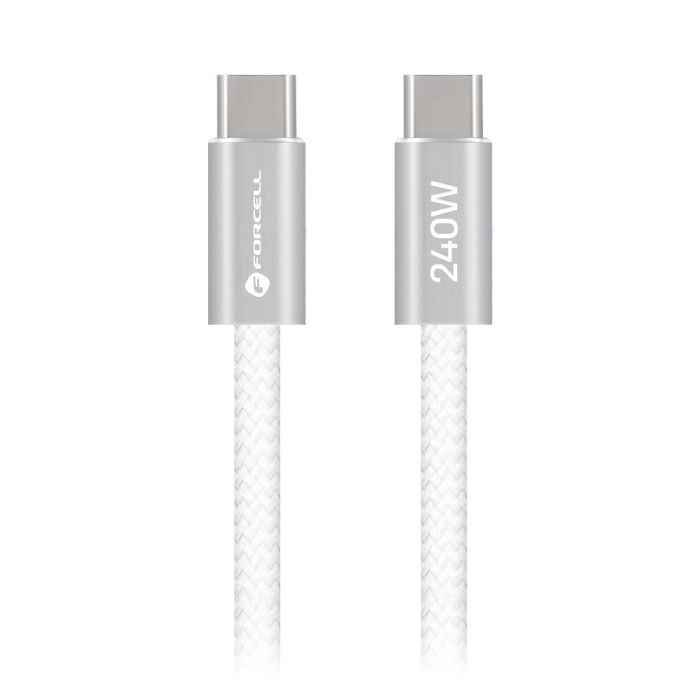 Forcell F-Energy Cafule Flat CCFN23, USB-C/USB-C, QC4.0 PD 5A 240W, 1.2m, biely