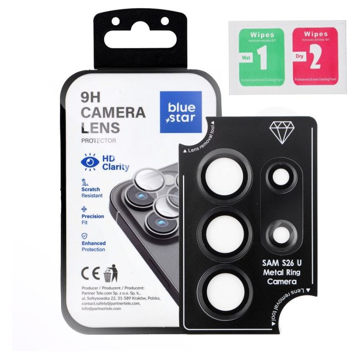 Ochranné sklo na fotoaparát Blue Star Camera Lens Protector Easy Install Samsung Galaxy S26 Ultra 5G S948 čierne