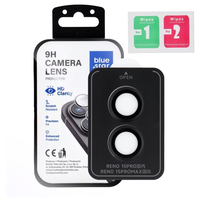 Ochranné sklo na fotoaparát Blue Star Camera Lens Protector Easy Install Oppo Reno15 čierne