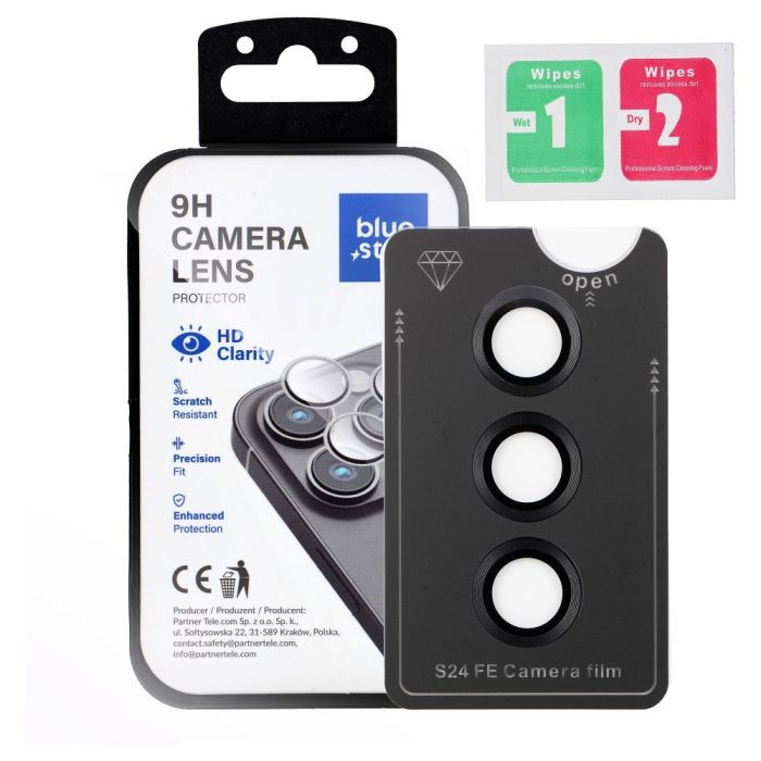 Ochranné sklo na fotoaparát Blue Star Camera Lens Protector Easy Install Samsung Galaxy S24 FE 5G S721 čierne