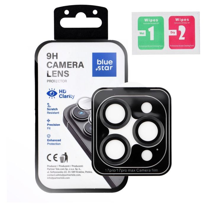 Ochranné sklo na fotoaparát Blue Star Camera Lens Protector Easy Install Apple iPhone 17 Pro/17 Pro Max čierne