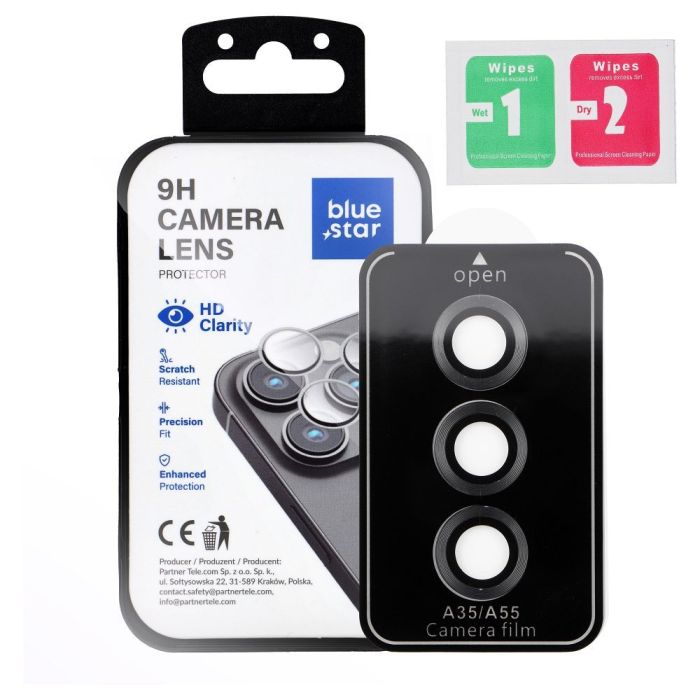 Ochranné sklo na fotoaparát Blue Star Camera Lens Protector Easy Install Samsung Galaxy A55 5G A556 čierne