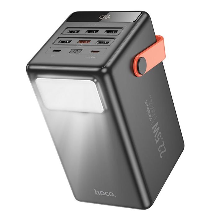 Powerbank Hoco J142 100 000 mAh QC PD 2,4A 22,5W (svietidlo, pútko) - čierny