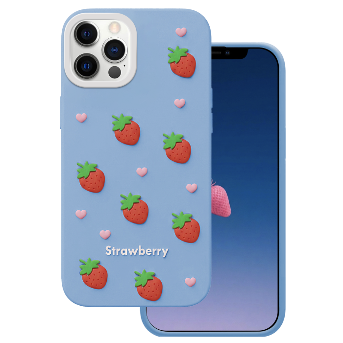 Obal Strawberry Apple iPhone 12/12 Pro modrý