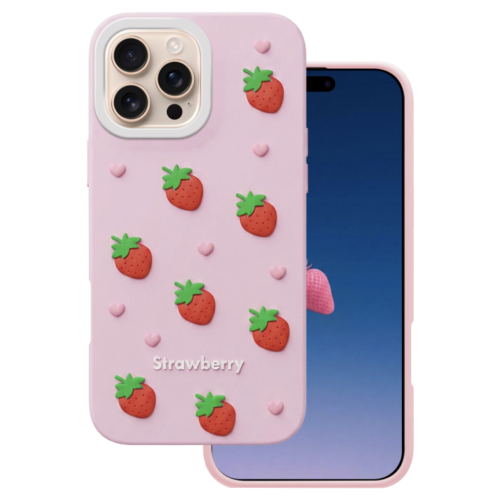 Obal Strawberry Apple iPhone 16 Pro ružový
