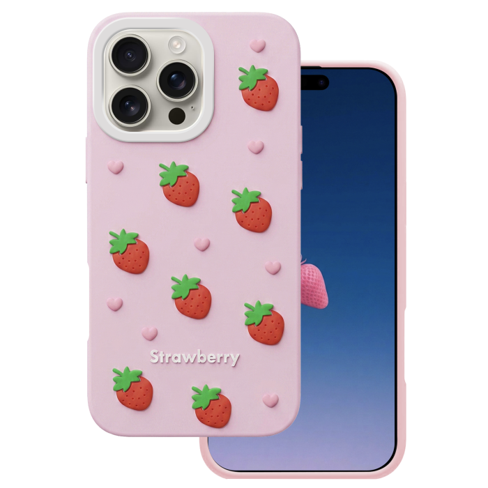 Obal Strawberry Apple iPhone 16 Pro Max ružový