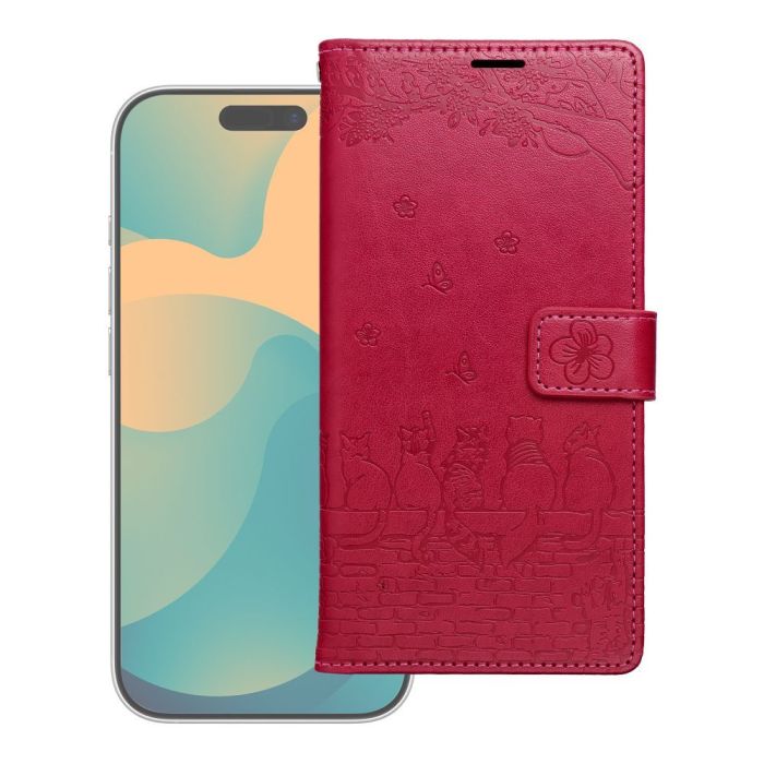 Obal MEZZO Book Xiaomi Redmi Note 15 Pro 5G mačky červený