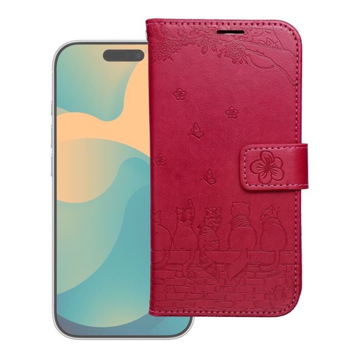 Obal MEZZO Book Samsung Galaxy A57 5G A576 mačky červený