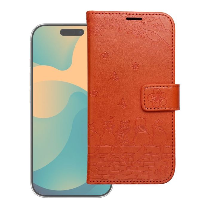 Obal MEZZO Book Apple iPhone 17 mačky hnedý