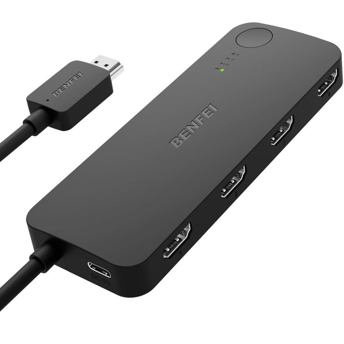 BENFEI switch HDMI 4 port 4K 60Hz 2K 144Hz HDCP 2.3 black