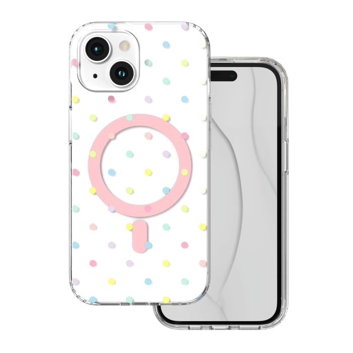 Obal Bubble Dots Mag Apple iPhone 15 biely