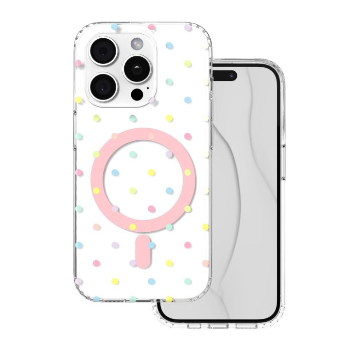 Obal Bubble Dots Mag Apple iPhone 15 Pro biely