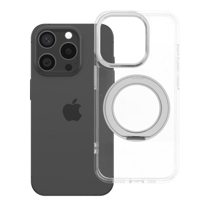 Obal Frame Circle Stand MagSafe Apple iPhone 15 Pro transparentný