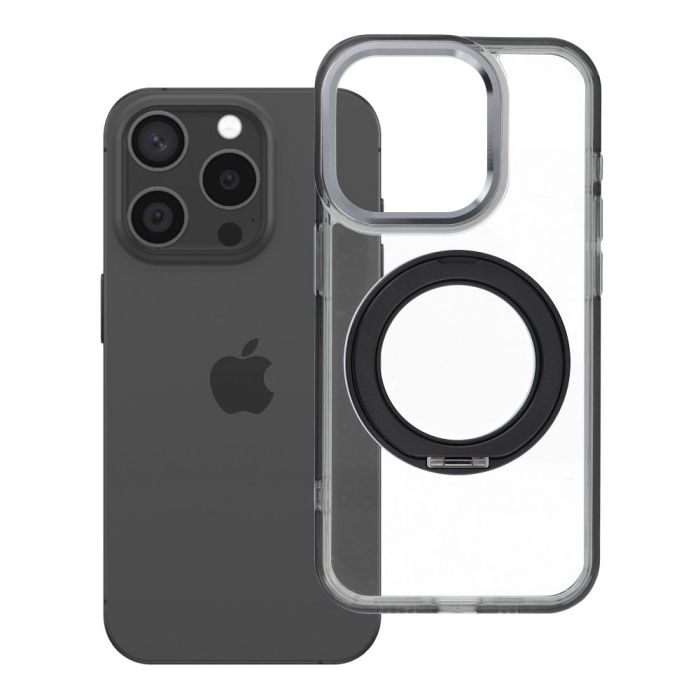 Obal Frame Circle Stand MagSafe Apple iPhone 15 Pro čierny