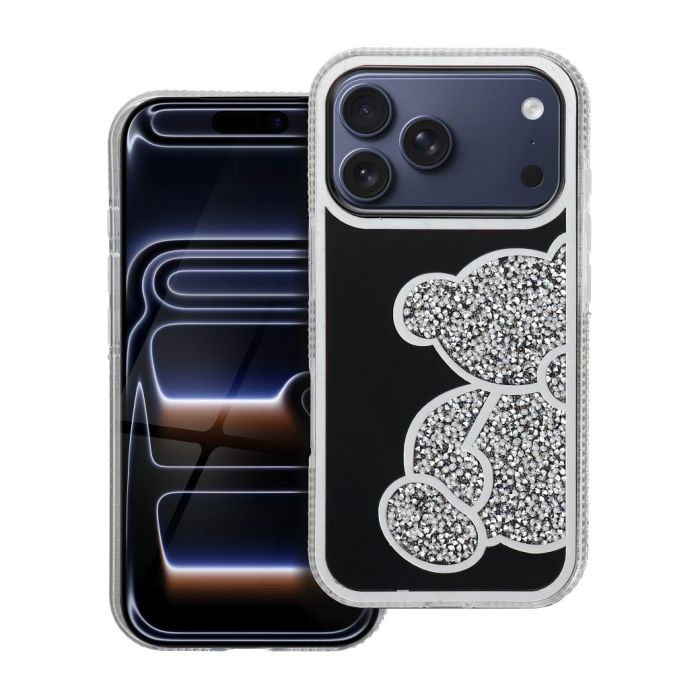 Obal Teddy Bear Apple iPhone 17 Pro/18 Pro strieborný