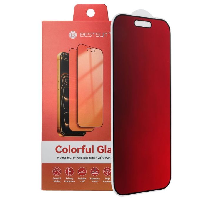 Ochranné sklo Bestsuit Flexible Hybrid 5D Colorfull Privacy 180 Apple iPhone 16 Pro purpurové