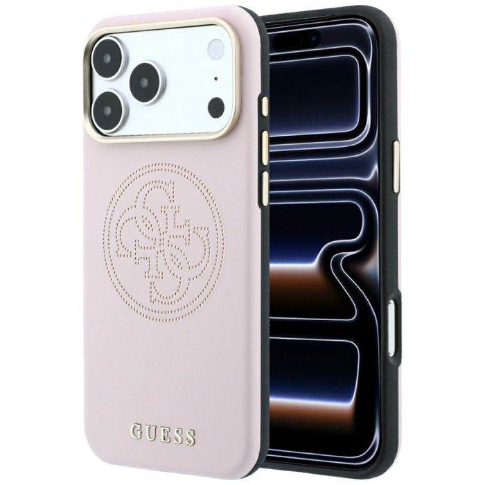 Original Guess Perforated 4G Gold Logo Magsafe iPhone 17 Pro/18 Pro pink