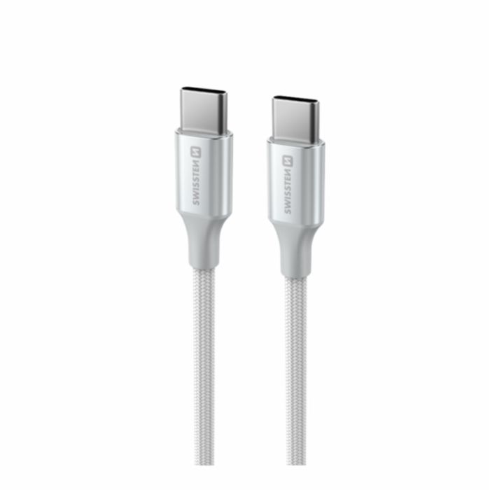 SWISSTEN TEXTILE II USB-C/USB-C 60W 3A 1,5m biely (bulk)