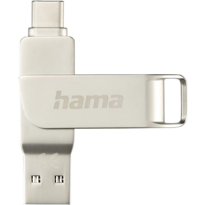 Hama Rotate Pro Dual ,USB kľúč, 128GB, USB-C 3.1/3.0, 100 MB/s, strieborný