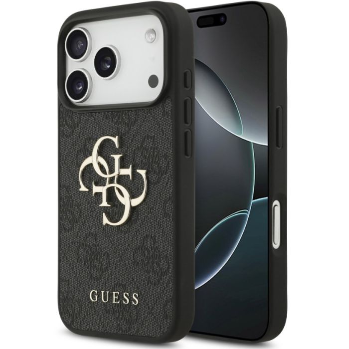 Obal Guess PU 4G Metal Logo Apple iPhone 18 Pro Max GUHCP18X4GMGGR sivý