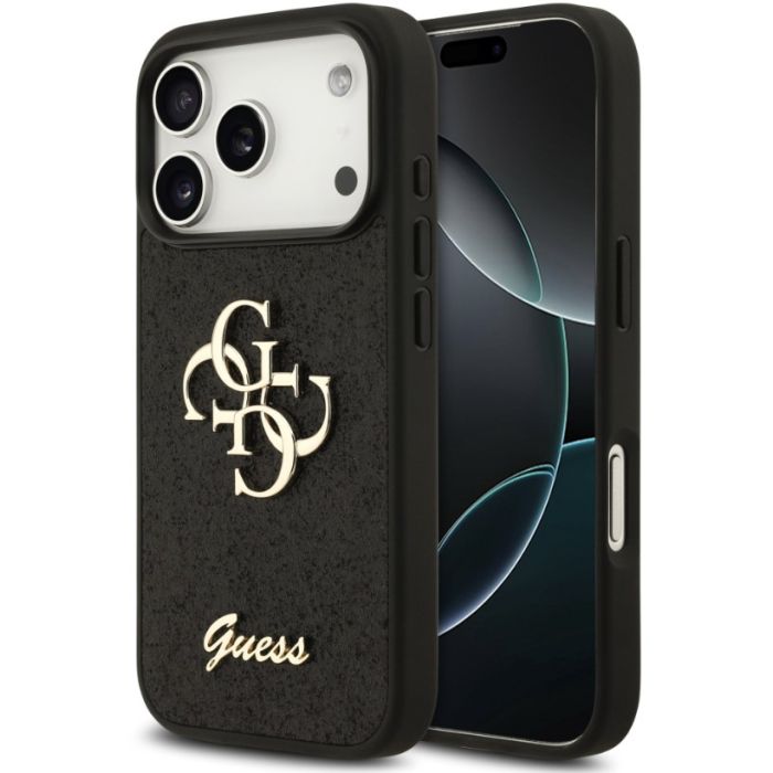 Obal Guess PU Fixed Glitter 4G Metal Logo Apple iPhone 18 Pro Max GUHCP18XHG4SGK čierny