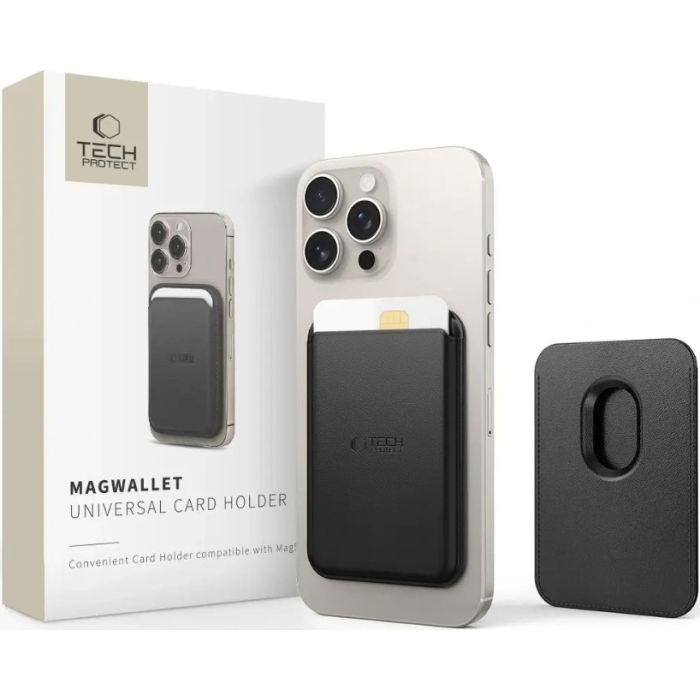 Tech-Protect MagWallet MagSafe Universal Magnetic Card Holder Black, magnetická peňaženka
