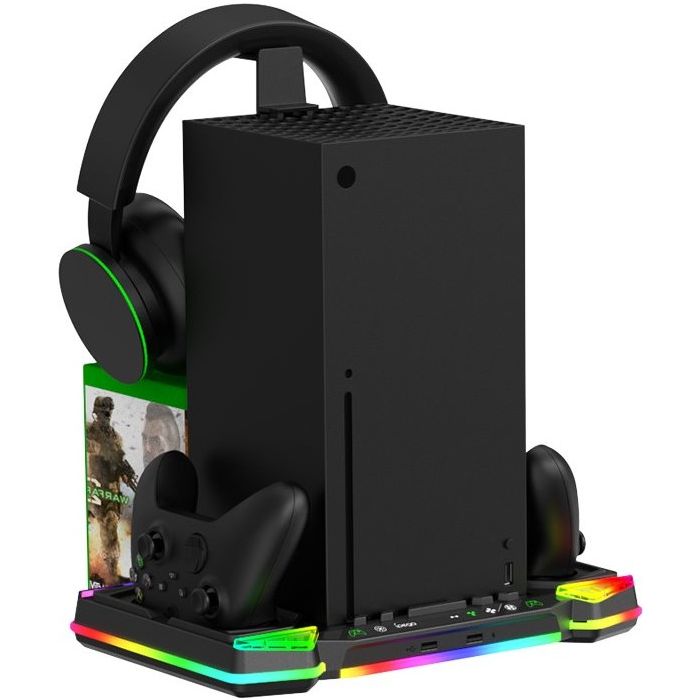 iPega XBX025S, multifunkčný nabíjací RGB stojan s chladením pre Xbox X