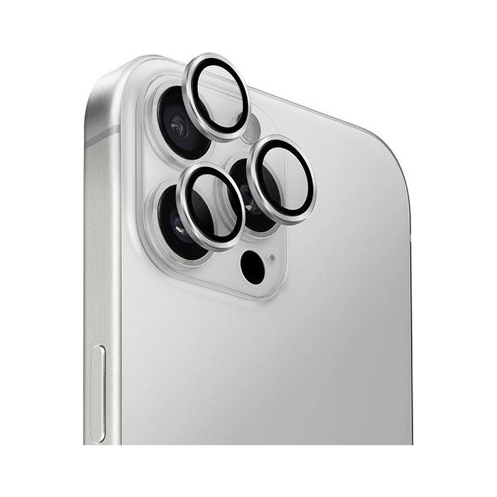 Ochranné sklo na fotoaparát UNIQ Optix Aluminium Camera Lens Protector Apple iPhone 16 Pro/16 Pro Max sterling silver