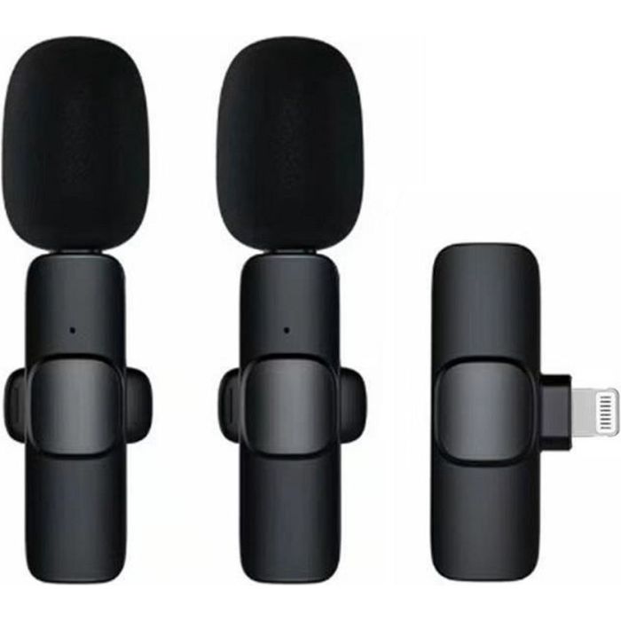 K1 bezdrôtová sada Lavalier mikrofónov pre smartfón, Lightning (2 v sete), čierna
