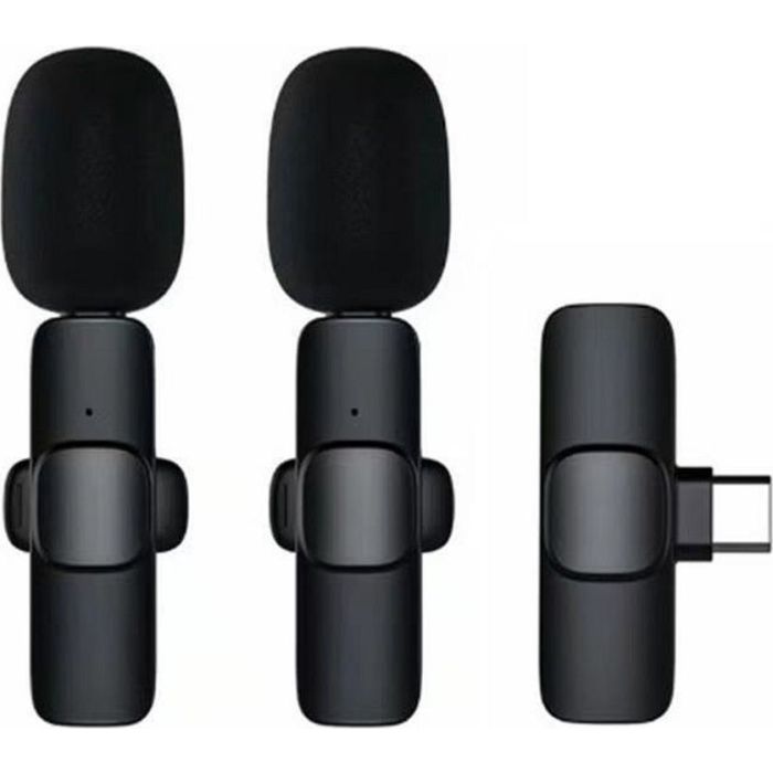 K1 bezdrôtová sada Lavalier mikrofónov pre smartfón, USB-C (2 v sete), čierna